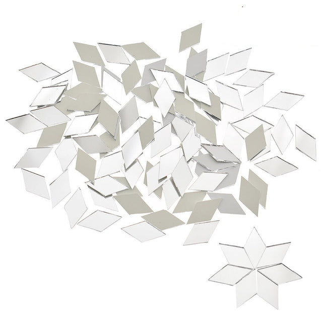 100Pcs Diamond Shape Mirror Mosaic Tiles - wnkrs