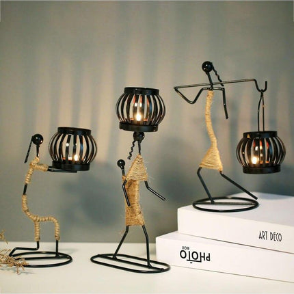 Abstract Metal Character Candle Holder - wnkrs