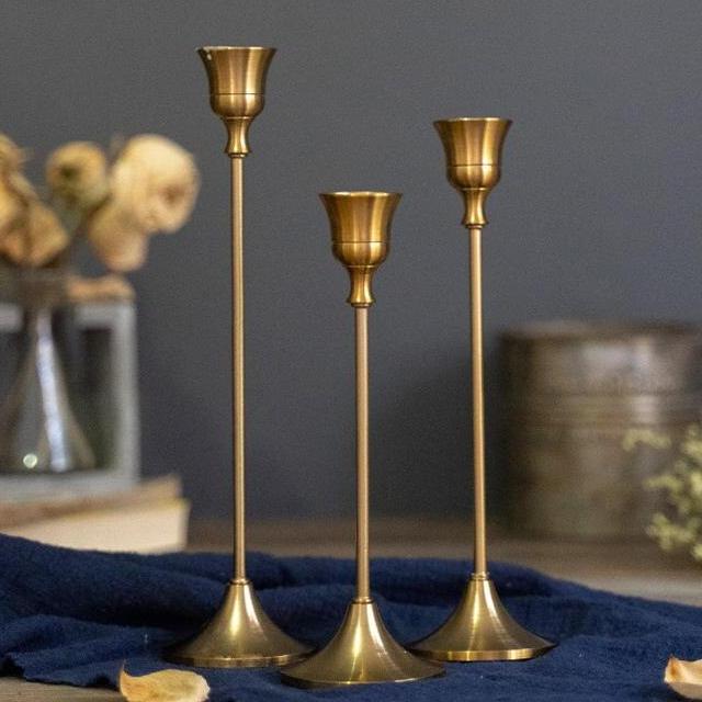 Retro High Metal Candle Holders Set