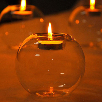 Charming Ball Shaped Clear Glass Candle Holder - wnkrs