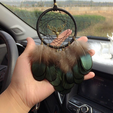 Mini Deer Dream Catcher with Natural Feathers - wnkrs