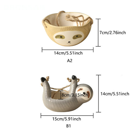 Cartoon Sloth Ceramic Wall Hanging Pot - wnkrs