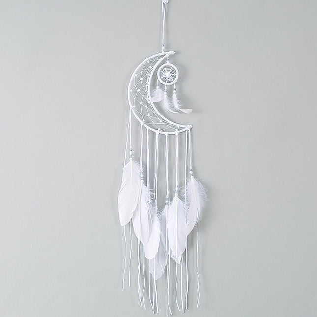 Moon Shaped Feather Dream Catcher - wnkrs