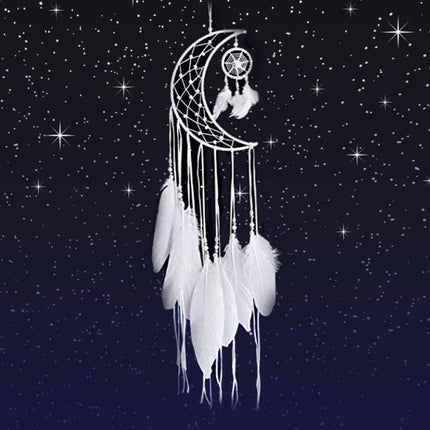 Moon Shaped Feather Dream Catcher - wnkrs