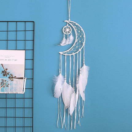 Moon Shaped Feather Dream Catcher - wnkrs