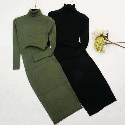 Winter Turtleneck Sweater Dress for Women - wnkrs