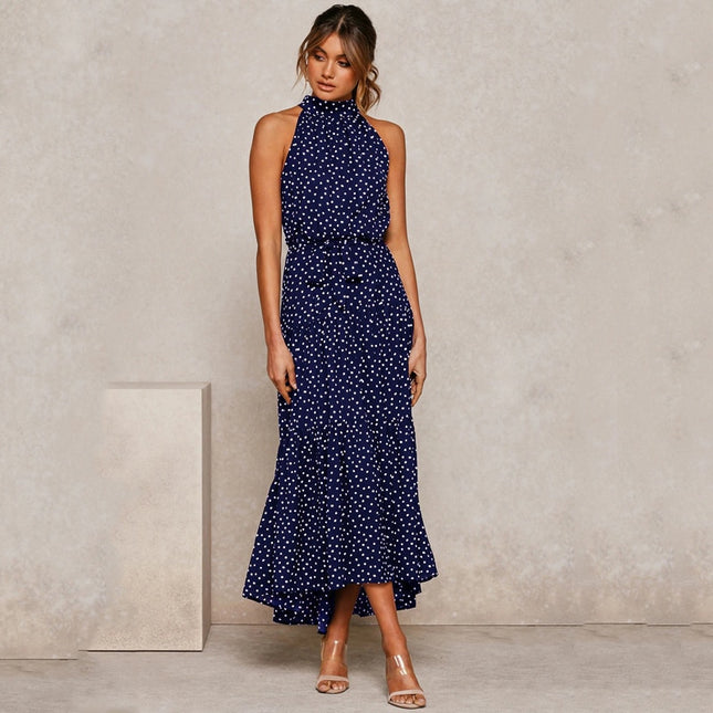 Women's Polka Dot Halter Dress - wnkrs