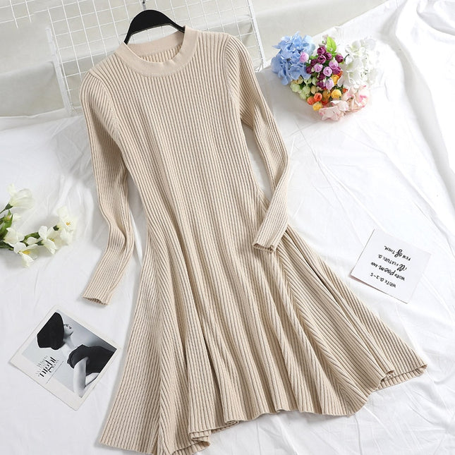 O-Neck Multicolored Sweater Dress for Women - wnkrs