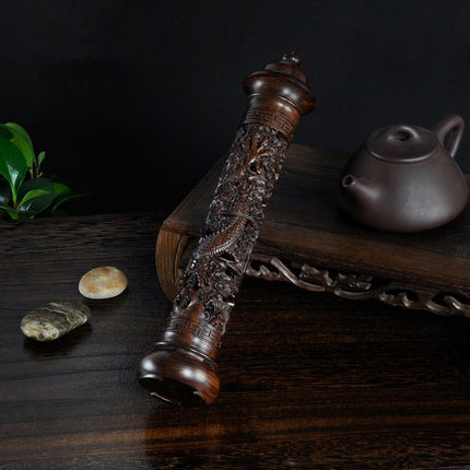 Carved Dragon Ebony Wood Incense Burner - Wnkrs