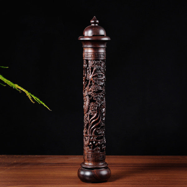 Carved Dragon Ebony Wood Incense Burner - Wnkrs
