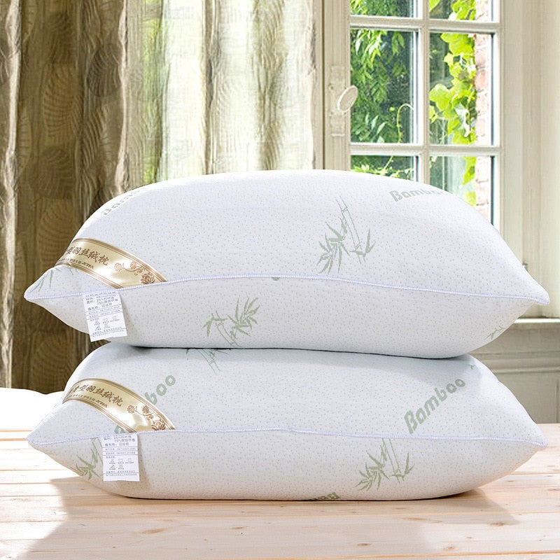 Rectangular Sleeping Pillow with Bamboo-Print Cover, 48 × 74 cm
