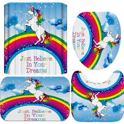 Cartoon Rainbow Unicorn Shower Curtain - Wnkrs