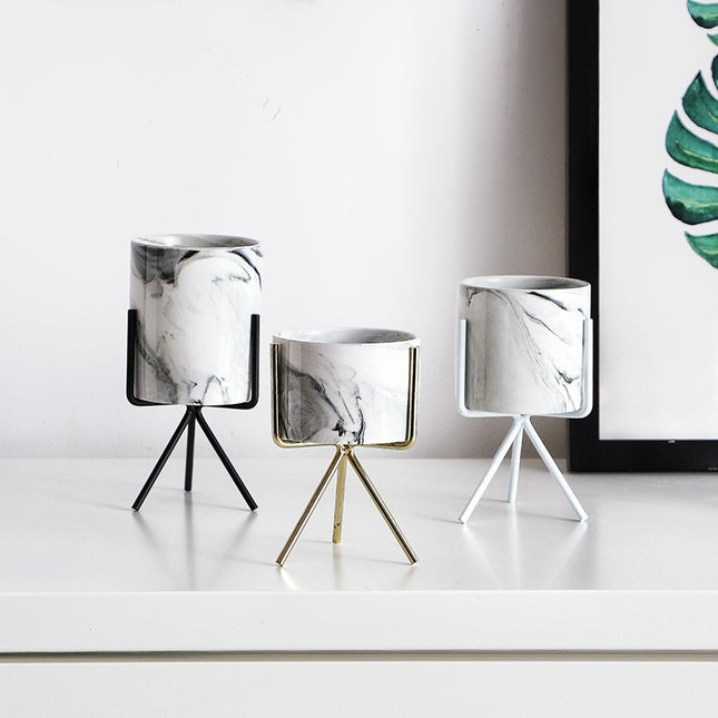 Nordic Style Marble Printed Ceramic Vase - wnkrs