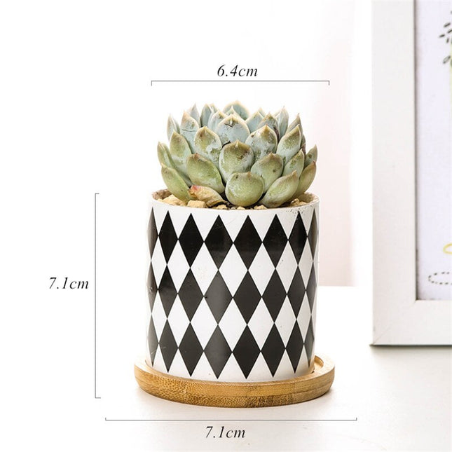 Modern Geometric Patterned Ceramic Flower Pot - wnkrs