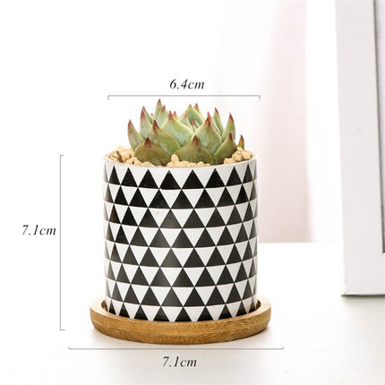 Modern Geometric Patterned Ceramic Flower Pot - wnkrs