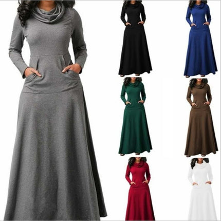 Women's Warm Maxi Dress with Pockets - wnkrs