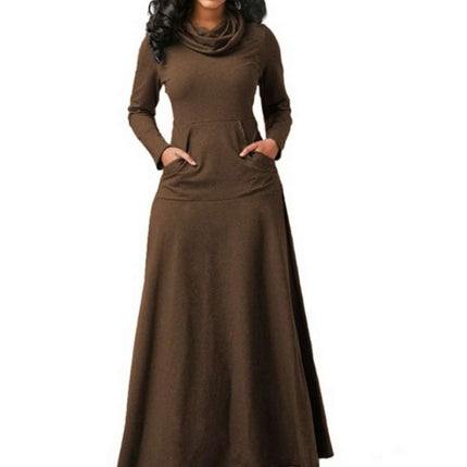 Women's Warm Maxi Dress with Pockets - wnkrs