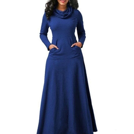 Women's Warm Maxi Dress with Pockets - wnkrs