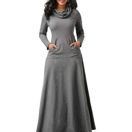 Women's Warm Maxi Dress with Pockets - wnkrs