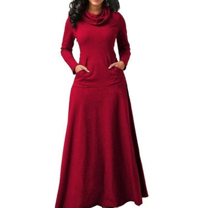 Women's Warm Maxi Dress with Pockets - wnkrs