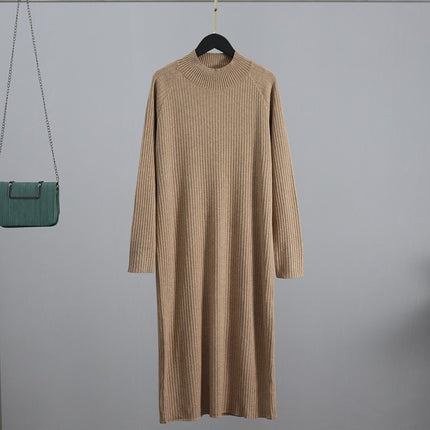 Oversized Turtleneck Women's Dress in Midi Length - wnkrs