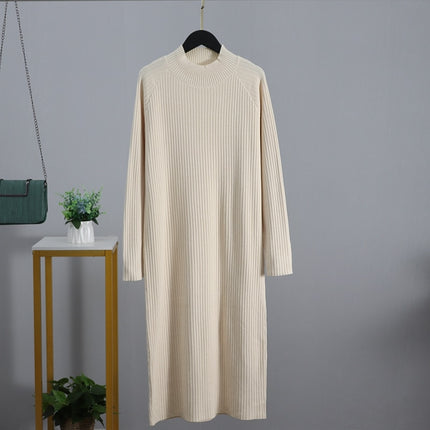 Oversized Turtleneck Women's Dress in Midi Length - wnkrs