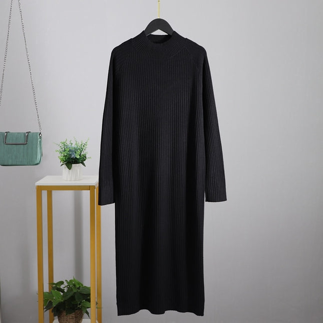 Oversized Turtleneck Women's Dress in Midi Length - wnkrs