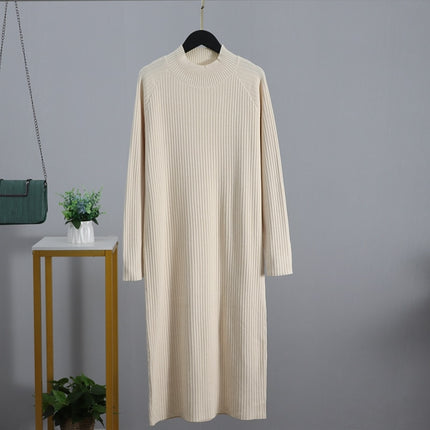 Oversized Turtleneck Women's Dress in Midi Length - wnkrs