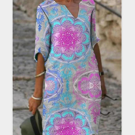 Half-Sleeved Women's Summer Dress in Print - wnkrs