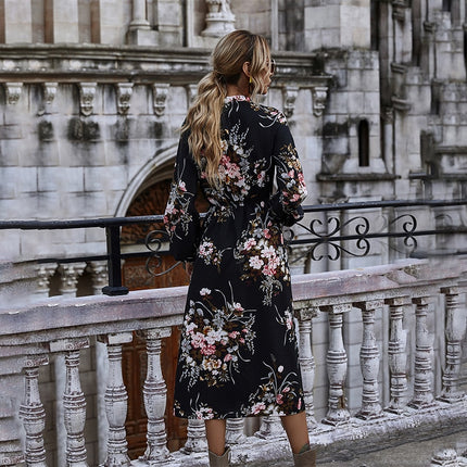 Women's Puff Sleeved Floral Printed Dress - wnkrs