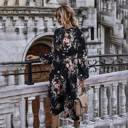 Women's Puff Sleeved Floral Printed Dress - wnkrs