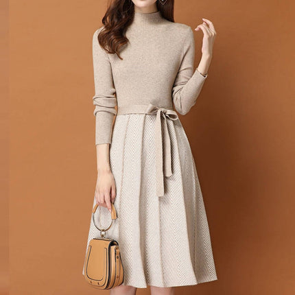 Elegant Pleated Women's Sweater Dress - wnkrs