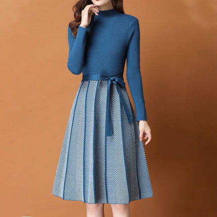 Elegant Pleated Women's Sweater Dress - wnkrs