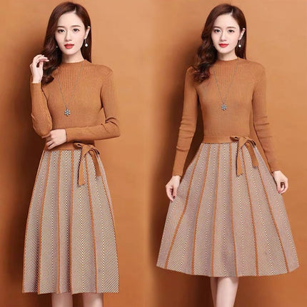 Elegant Pleated Women's Sweater Dress - wnkrs