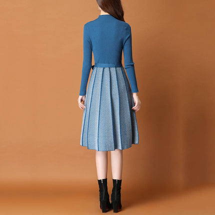 Elegant Pleated Women's Sweater Dress - wnkrs