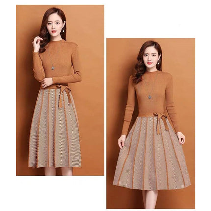 Elegant Pleated Women's Sweater Dress - wnkrs