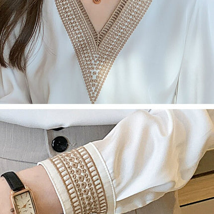 Women's White Long Sleeve Summer Blouse - Wnkrs