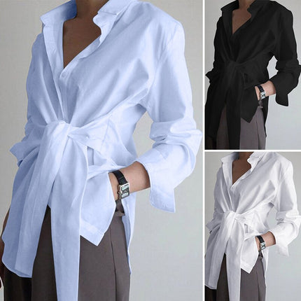 Women's Asymmetric Long Sleeved Blouse - Wnkrs