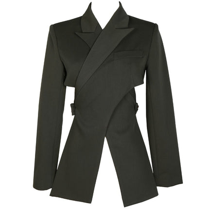 Open Back Cross Front Blazer - Wnkrs