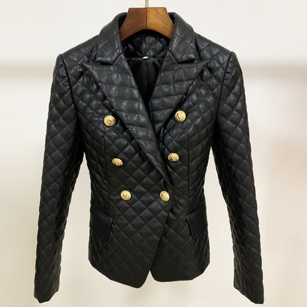 Cotton Padded Black Leather Jacket for Women - Wnkrs