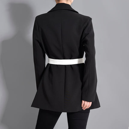 Women's Black Blazer White Pockets - Wnkrs