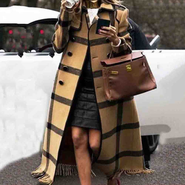 Women's Long Plaid Autumn Coat - Wnkrs