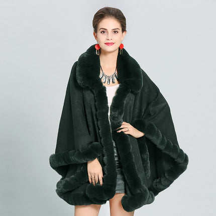 Women's Eco-Fur Trim Cape Coat - Wnkrs