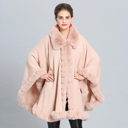 Women's Eco-Fur Trim Cape Coat - Wnkrs