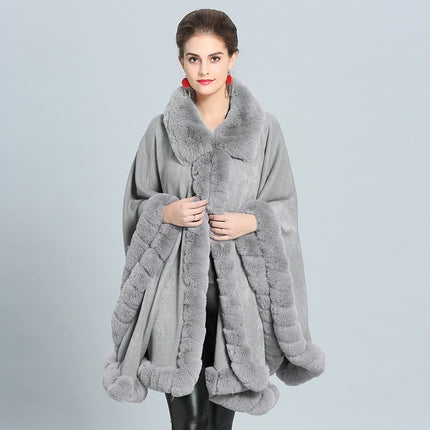 Women's Eco-Fur Trim Cape Coat - Wnkrs