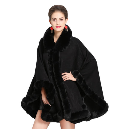 Women's Eco-Fur Trim Cape Coat - Wnkrs