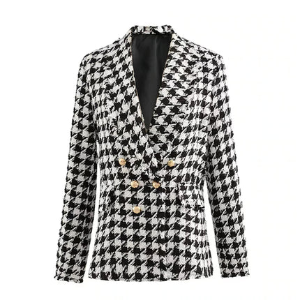 Women's Black / White Plaid Tweed Jacket - Wnkrs