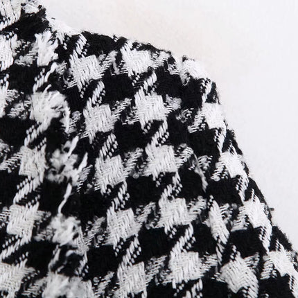 Women's Black / White Plaid Tweed Jacket - Wnkrs