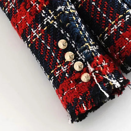 Red Plaid Tweed Blazer for Women - Wnkrs