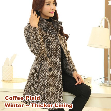 Women's Wool Melange Plaid Winter Coat - Wnkrs
